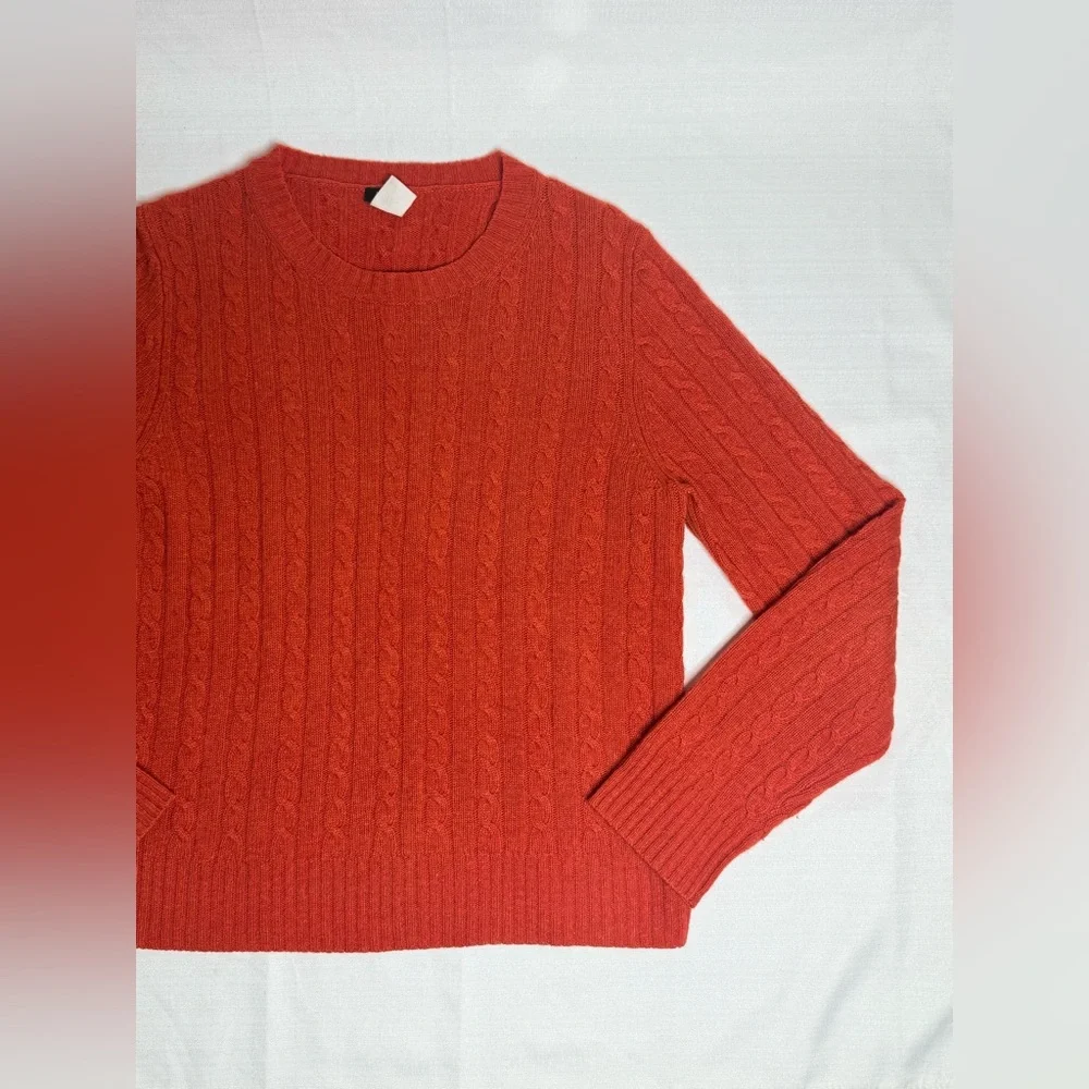 J. Crew Womens Always Cotton Cable-Knit Crewneck Sweater Large
